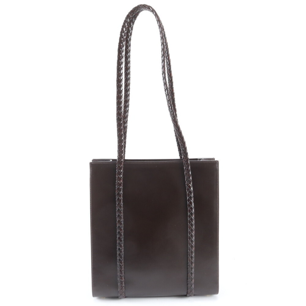 Bally Leather Shoulder Bag Tote Handbag Brown Women's